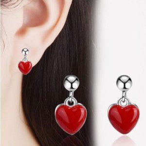 Classic Red Love Heart Hypoallergenic Drop Earring